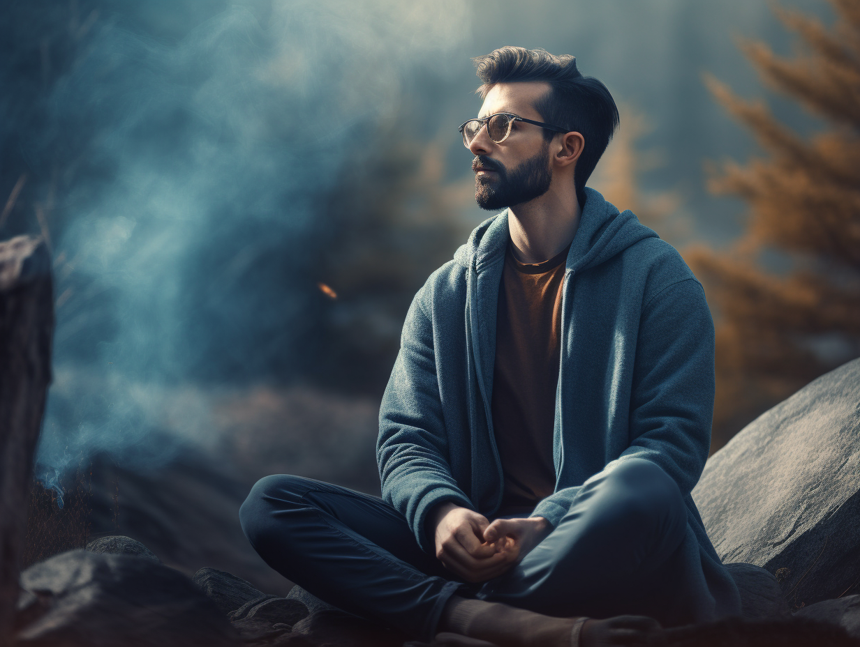 Recommendations for how often one should meditate while in the forest, surrounded by smoke.