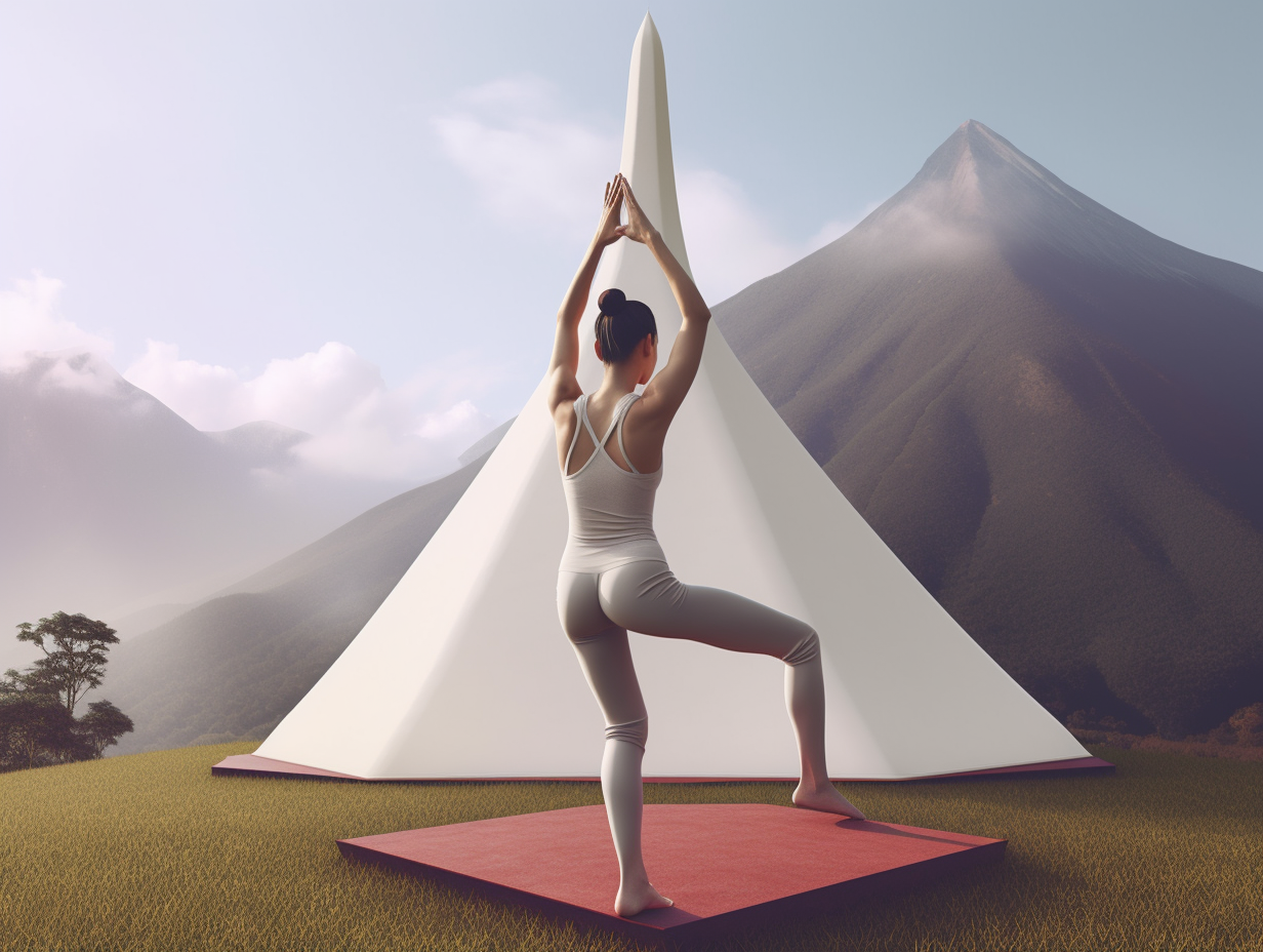 A woman is practicing yoga in front of a white tent, seeking advice on how many days a week to incorporate yoga into her routine.