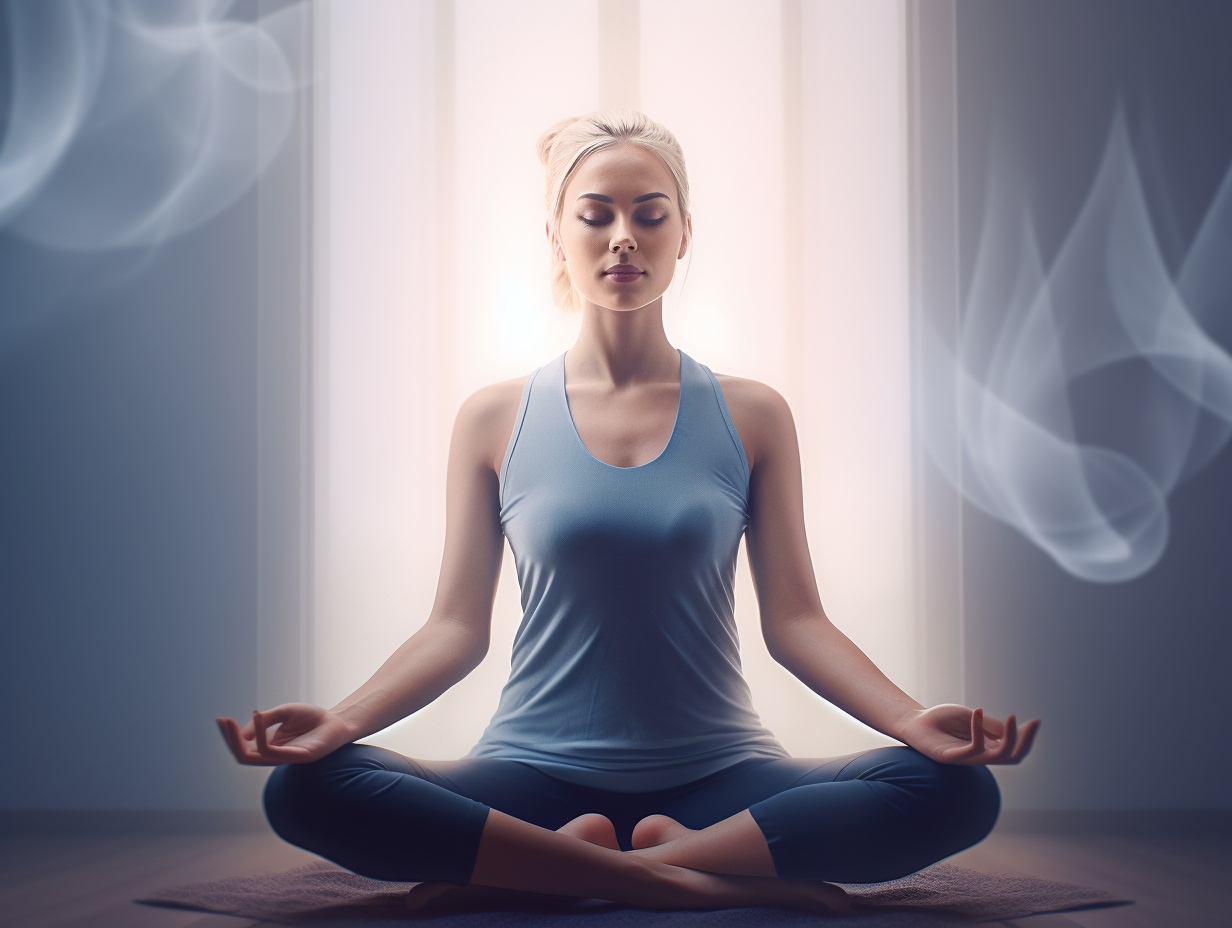 A woman meditates to improve focus.